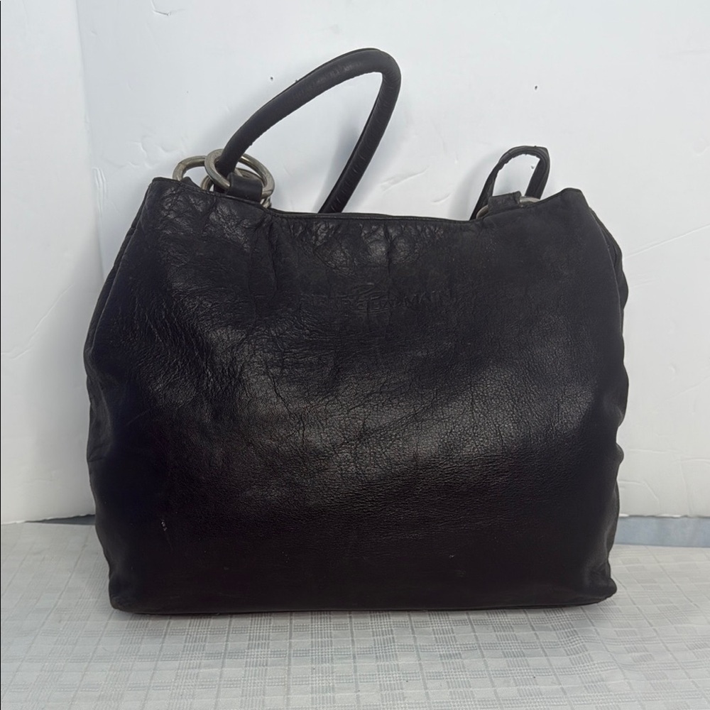 PIERRE BALMAIN LEATHER DRAW BAG.